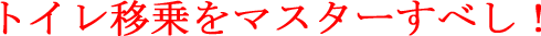 トイレ移乗をマスターすべし！